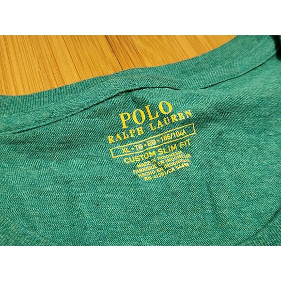 Polo Ralph Lauren Shirt Mens Size XL Heather Green Custom Slim Fit Tee Crew Neck - Picture 2 of 6